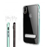 Wholesale iPhone Xr 6.1in Clear Armor Bumper Kickstand Case (Silver)